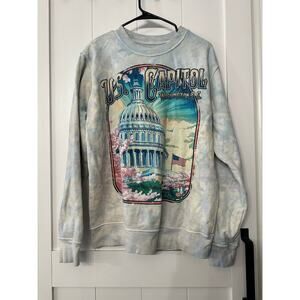 Big Vista VINTAGE U.S. Capitol Springtime Sweatshirt BLUE tie-dye sz XS women's